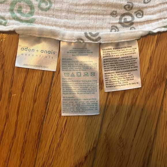 Aden & Anais Cotton Baby Blanket Swaddle Cozy Green Gray Nursery - Picture 4 of 4